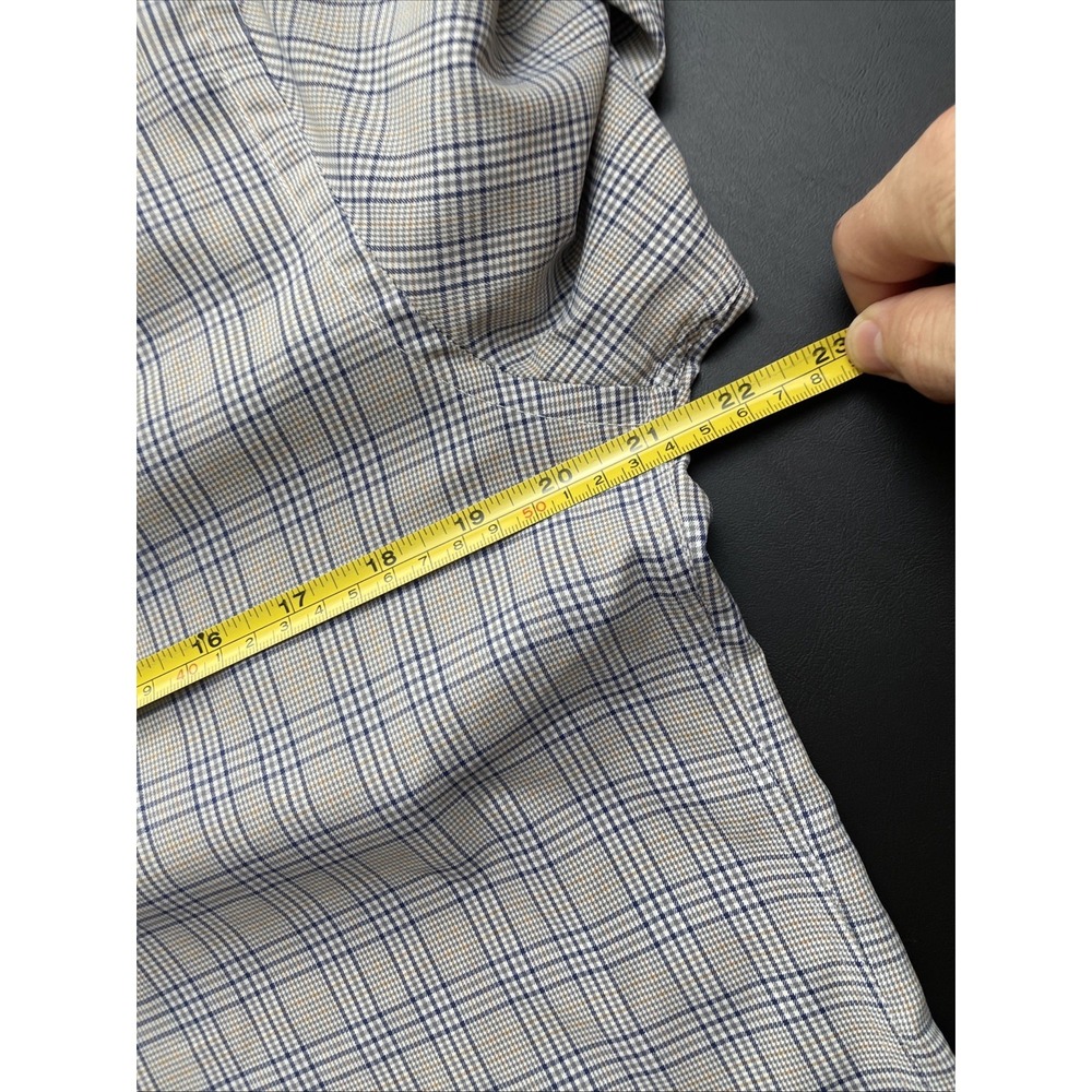Untuckit Large Slim Fit Polyester Gray Blue Brown Plaid Long Sleeve from 2022 - Picture 2 of 14